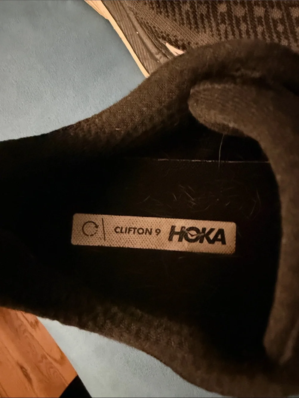 Hoka Clifton 9 Women's Running Shoes - Black and White, SIze 8.5B